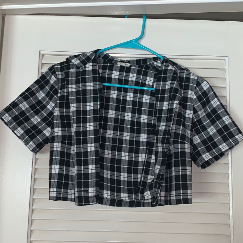 john galt one size black & white cropped flannel